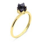 Aslı Gold Altın Siyah Taşlı Lotus Çiçeği Yüzük (YZK0253)