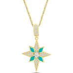 Aslı Gold Altın Turkuaz Mineli Kuzey Yıldızı Charm Kolye (KLY1439)