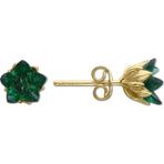 Aslı Gold Altın Yeşil Taşlı Lotus Çiçeği Küpe (KP0346)