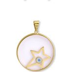 Aslı Gold Altın Yıldız Tasarım Camlı Nazar Kolye Ucu (UC0152)