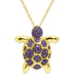 Aslı Gold Ametist Taşlı Altın Kaplumbağa Kolye (KLY0305)