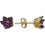Aslı Gold Ametist Taşlı Altın Lotus Çiçeği Küpe (KP0341)
