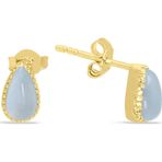 Aslı Gold Aqua Mavi Damla Taşlı Minimal Altın Küpe (KP0074)