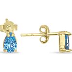 Aslı Gold Aquamarine Taşlı Minimal Altın Damla Küpe (KP0071)