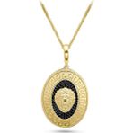 Aslı Gold Aslan Detaylı Siyah Taşlı Oval Altın Erkek Kolye (KLY1098)