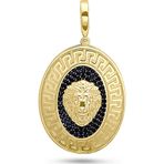Aslı Gold Aslan Detaylı Siyah Taşlı Oval Altın Kolye Ucu (UC0093)