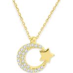 Aslı Gold Ay Yıldız Taşlı Kolye (KLY0278)