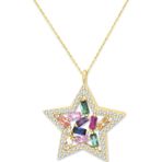 Aslı Gold Baget Taşlı Altın Yıldız Kolye (KLY0352)