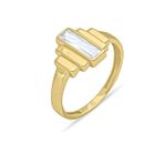 Aslı Gold Beyaz Baget Taşlı Altın Sade Yüzük (YZK1226)