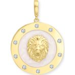 Aslı Gold Beyaz Sedef Mineli Taşlı Altın Aslan Kolye Ucu (UC0359)