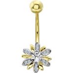 Aslı Gold Çiçek Model Altın Göbek Piercingi (PC0048)