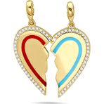 Aslı Gold Çiftli İki Yarım Kalpli Altın Kolye Ucu (UC0147)