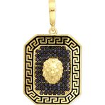 Aslı Gold Dikdörtgen Model Siyah Taşlı Altın Aslan Kolye Ucu (UC0357)