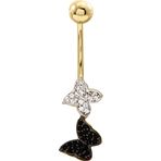 Aslı Gold İkili Siyah Kelebekli Altın Göbek Piercingi (PC0036)