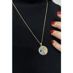 Aslı Gold Kalemli Madalyon Altın Göz Kolye (KLY1283)