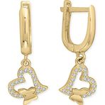 Aslı Gold Kalpli Kelebek Altın Minimal Günlük Küpe (KP1056)