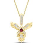Aslı Gold Kırmızı Taşlı Yakut-u Anka Kuşu Altın Kolye (KLY1450)