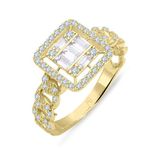 Aslı Gold Kolu Taşlı Altın Baget Yüzük (YZK0230)