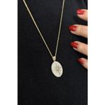 Aslı Gold Kuzey Yıldızı Oval Madalyon Sedef Mineli Altın Kolye (KLY1277)