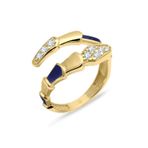 Aslı Gold Lacivert Mineli Taşlı Altın Yılan Yüzük (YZK0529)