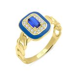Aslı Gold Mavi Baget Taşlı Altın Yüzük (YZK0224)