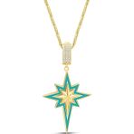 Aslı Gold Mavi Mineli Kuzey Yıldızı Altın Taşlı Charm Kolye (KLY1446)