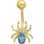 Aslı Gold Mavi Taşlı Örümcek Altın Göbek Piercingi (PC0042)