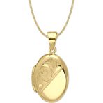 Aslı Gold Motif İşlemeli Altın Oval Madalyon Kolye (KLY1001)