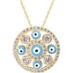 Aslı Gold Nazar Boncuk Mineli Altın Taşlı Kolye (KLY0033)