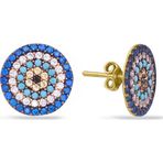 Aslı Gold Nazar Boncuklu Vidalı Altın Küpe (KP0102)