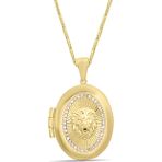 Aslı Gold Oval Altın Aslan Model Madalyon Kolye (KLY1609)