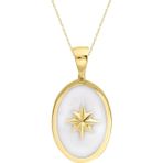 Aslı Gold Oval Beyaz Mineli Yıldız Altın Kolye (KLY1588)