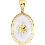 Aslı Gold Oval Beyaz Mineli Yıldız Altın Kolye (UC0341)