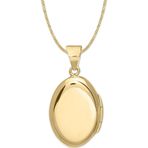 Aslı Gold Oval Düz Model Altın Madalyon Kolye (KLY1000)