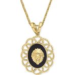 Aslı Gold Oval Model Altın Madalyon Aslan Kolye (KLY1517)