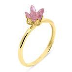 Aslı Gold Pembe Taşlı Altın Lotus Çiçeği Yüzük (FTY0255)