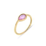 Aslı Gold Pembe Taşlı Altın Sade Yüzük (YZK0724)