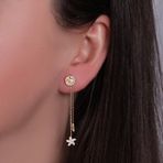 Aslı Gold Sallantılı Altın Tuğralı Yıldız Küpe (KP0119)