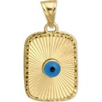 Aslı Gold Sarı Altın Dikdörtgen Altın Madalyon Nazar Kolye (UC0012)