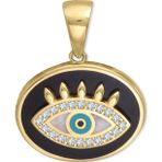 Aslı Gold Siyah Mineli Oval Altın Göz Kolye Ucu (UC0132)