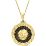 Aslı Gold Siyah Taşlı Altın Aslan Başı Kolye (KLY1487)
