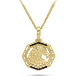 Aslı Gold Siyah Taşlı Altın Kartal Erkek Kolye (KLY1083)