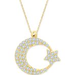 Aslı Gold Taşlı Altın Ay Yıldız Kolye (KLY0373)