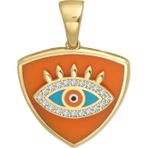 Aslı Gold Turuncu Mineli Üçgen Altın Göz Kolye Ucu (UC0135)