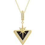 Aslı Gold Üçgen Model Altın Siyah Mineli Yıldız Kolye (KLY1631)