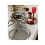 Aslı Hediyelik 6 Lı 20x25 Cm Oval Dalgalı Gümüş Kaplama Model çay,kahve,ikram servis Sunum Tepsisi 20x25 Cm