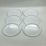 Aslı Hediyelik 6'lı Metal Yuvarlak Çay, Kahve, Pasta Servis Tepsisi Dekoratif Sunum Tepsisi Beyaz 24 cm