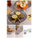Aslı Hediyelik Lüx 2'Lİ Yuvarlak Gümüş Ayaklı Kek, Pasta, kurabiye,Tatlı, ikramlık, Çeyizlik Sunum Servis Standı