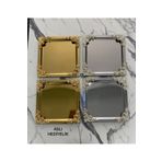 Aslı Hediyelik Lüx 4 köşesi Çiçekli 2 Gold 2 Gümüş Kaplama Model çay,kahve,ikram servis Sunum Tepsisi 21x21