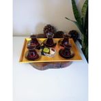 Aslı Sanat El Boyaması Altın Yaldızlı Çay Kahve Söz Nişan Servis Sunum Dekoratif Tepsi